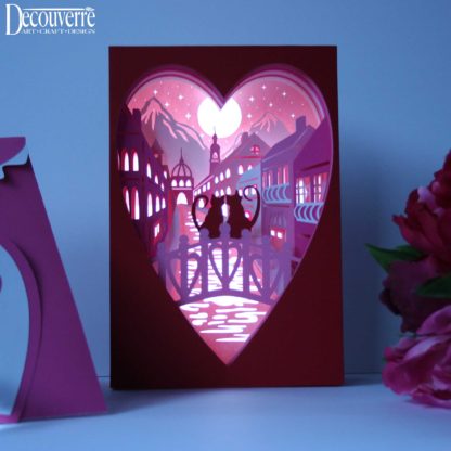 Valentine's Day Shadow Box Card 3D SVG File - Decouverre